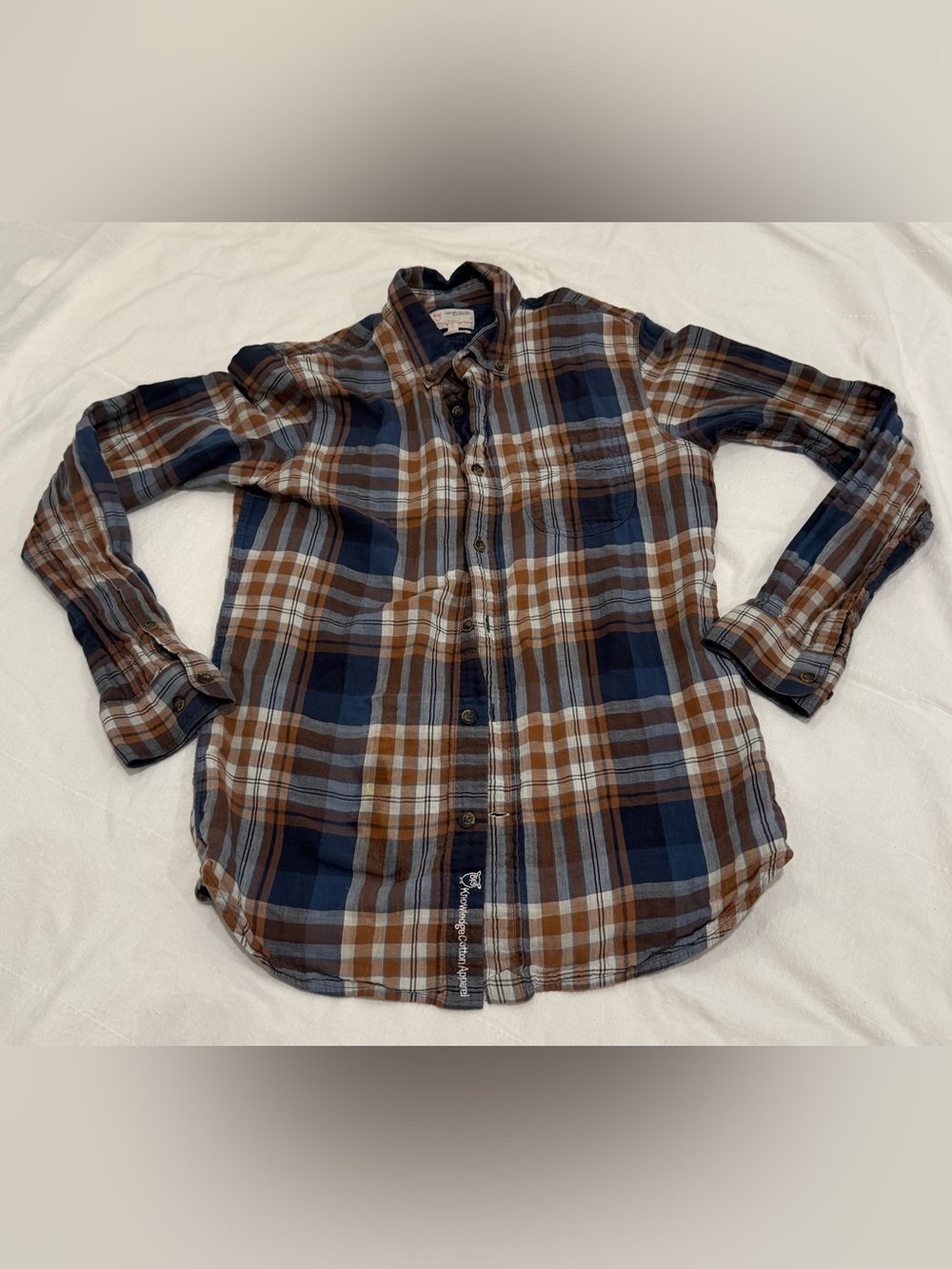 KnowledgeCotton Apparel Men’s M Slim Fit Organic Cotton Plaid Shirt